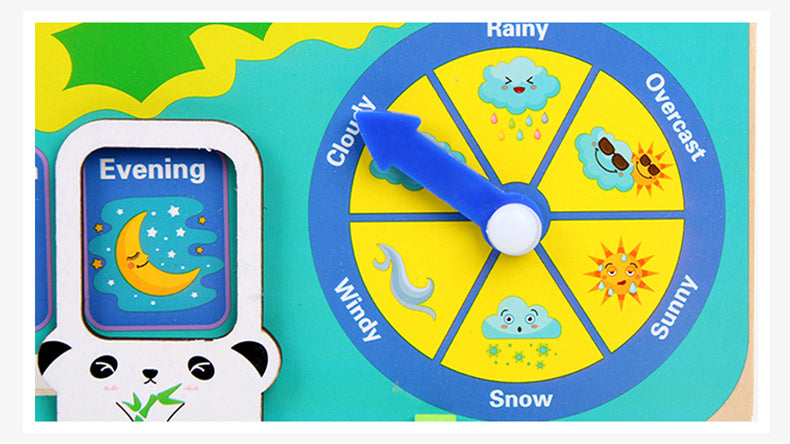 Montessori Wooden Calendar Clock – Educational Weather and Time Cognition Toy for Preschoolers