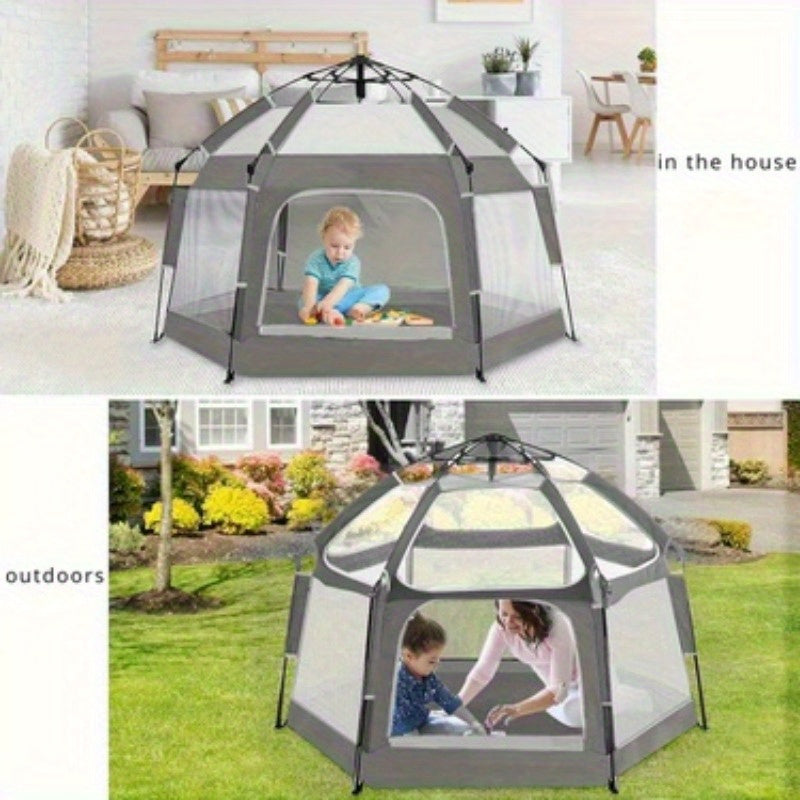 Folding Baby Playhouse Tent with Sunshade & Mesh Panels – Perfect for Family Fun Indoors & Outdoors