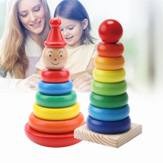 Wooden Rainbow Tower Stacking Toy for Babies - Early Education Toy