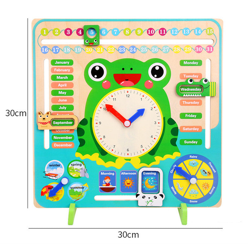 Montessori Wooden Calendar Clock – Educational Weather and Time Cognition Toy for Preschoolers