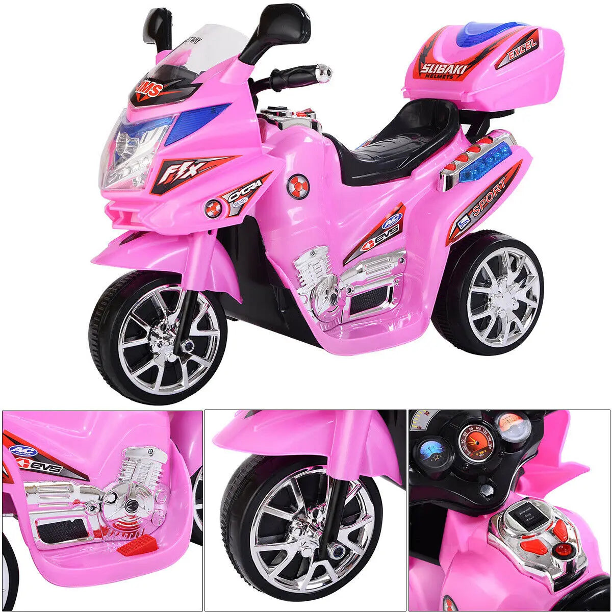 Kids 3-Wheel Ride-On Motorcycle – Battery-Powered Toy Bike, 1.86 MPH