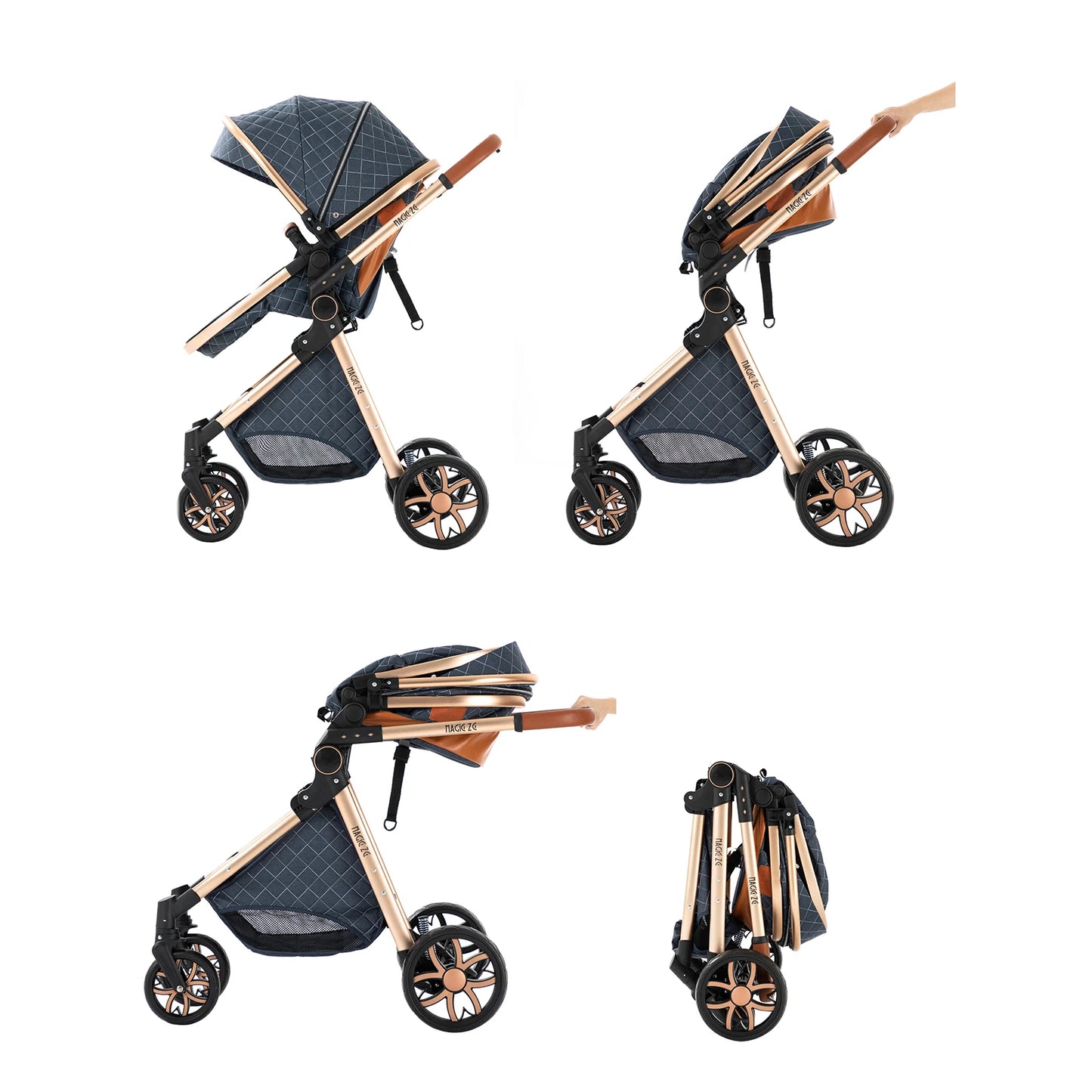 Luxury 3-in-1 Baby Stroller - High Landscape Portable Travel Pram & Pushchair for Newborns