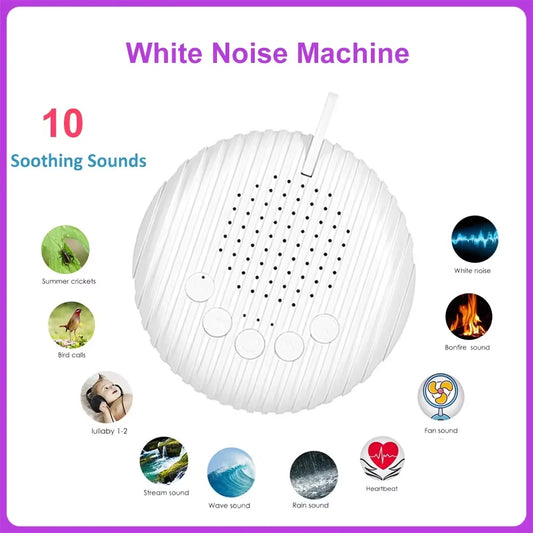 Portable Baby Sleep Sound Machine – 10 Soothing Sounds, Rechargeable, Adjustable Volume, Timer & Auto Detection