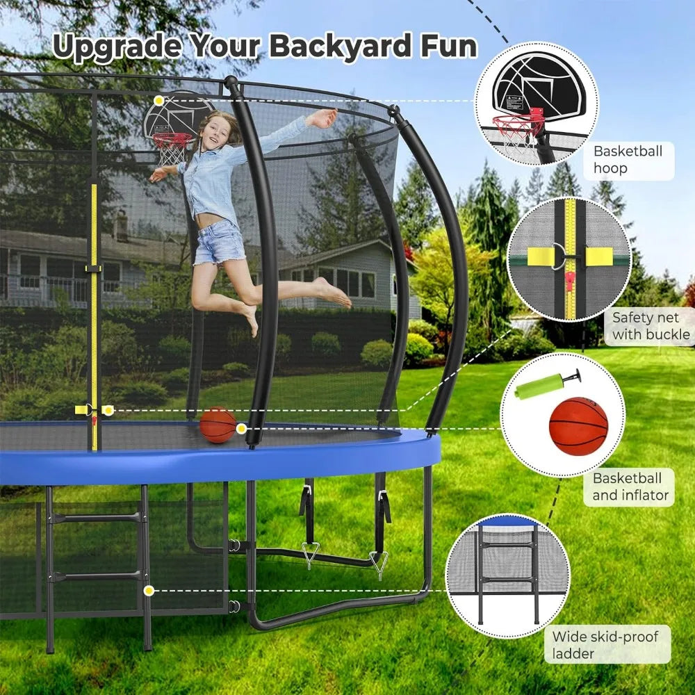 12FT Outdoor Trampoline for Kids & Adults – Safe, Fun, and Durable with Bonus Accessories