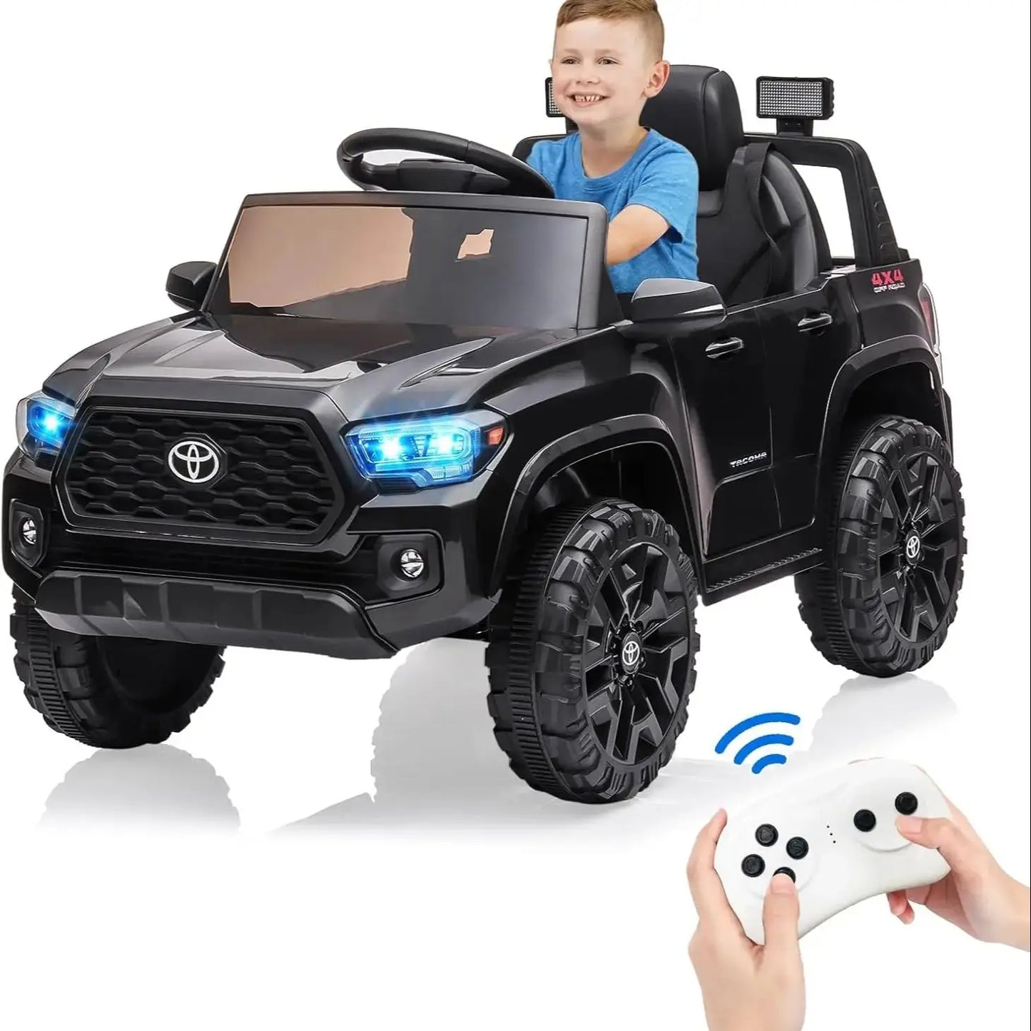 12V Kids Ride-On Truck Electric Vehicle with Remote Control, Safety Belt, LED Lights & 3 Speeds