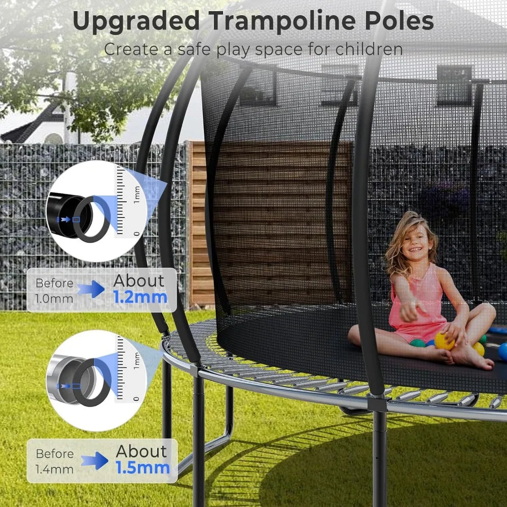 12FT Outdoor Trampoline for Kids & Adults – Safe, Fun, and Durable with Bonus Accessories