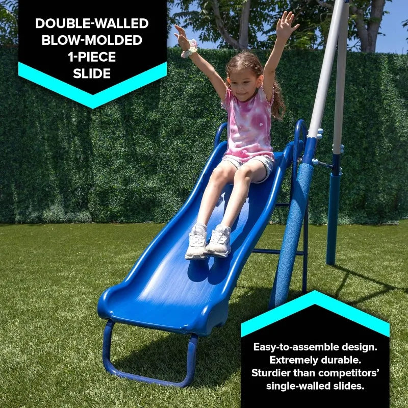 Heavy-Duty Outdoor Swing Set for Kids with Slide - Perfect Playset for Active Children