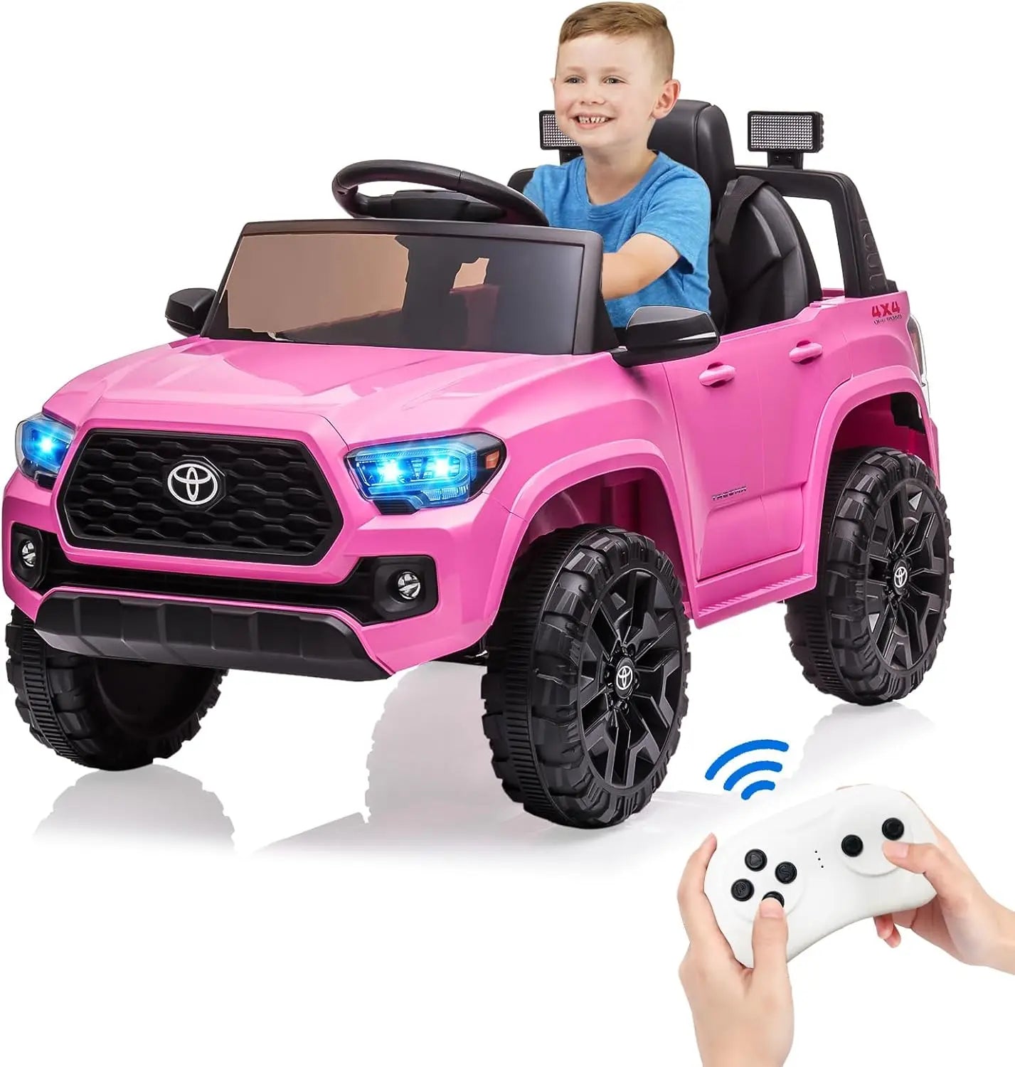 12V Kids Ride-On Truck Electric Vehicle with Remote Control, Safety Belt, LED Lights & 3 Speeds