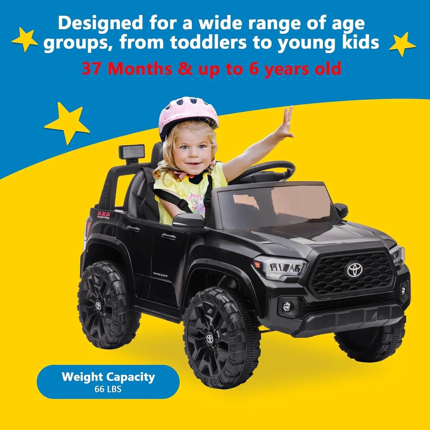 12V Kids Ride-On Truck Electric Vehicle with Remote Control, Safety Belt, LED Lights & 3 Speeds