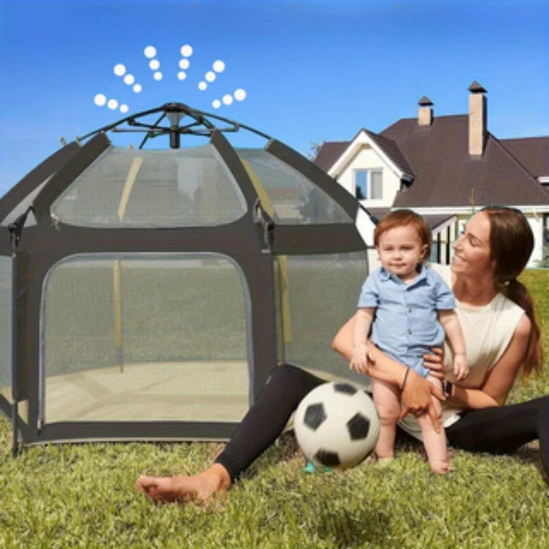 Folding Baby Playhouse Tent with Sunshade & Mesh Panels – Perfect for Family Fun Indoors & Outdoors