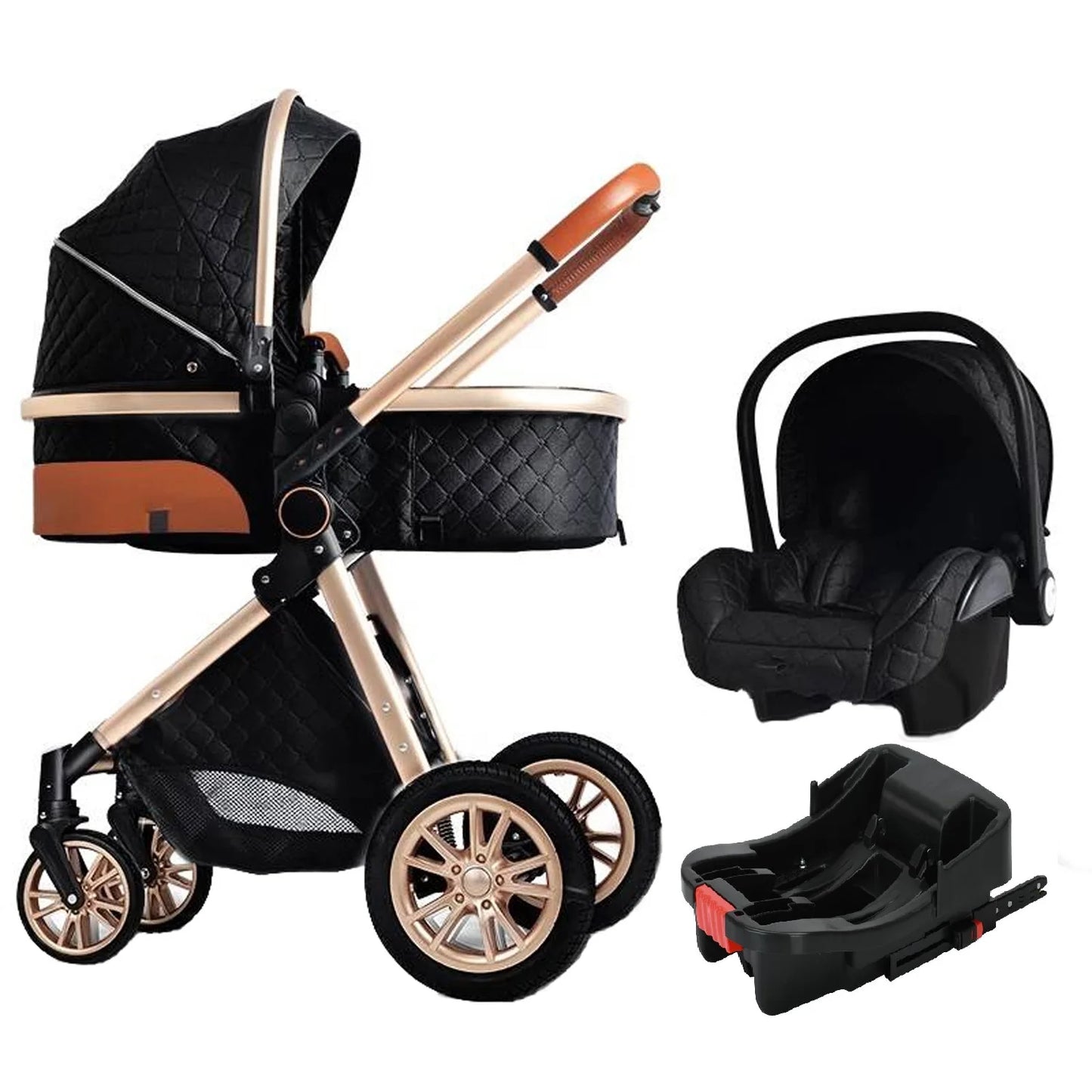 Luxury 3-in-1 Baby Stroller - High Landscape Portable Travel Pram & Pushchair for Newborns