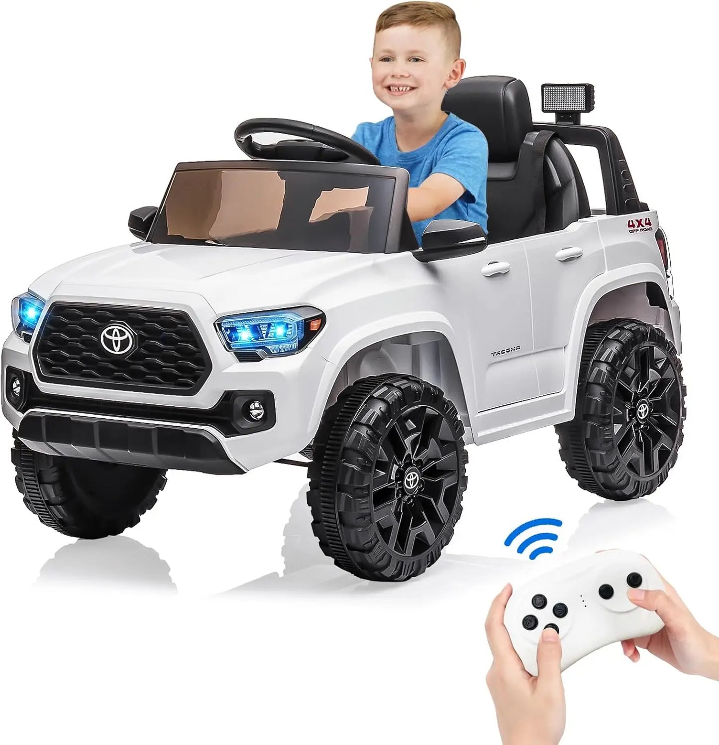 12V Kids Ride-On Truck Electric Vehicle with Remote Control, Safety Belt, LED Lights & 3 Speeds