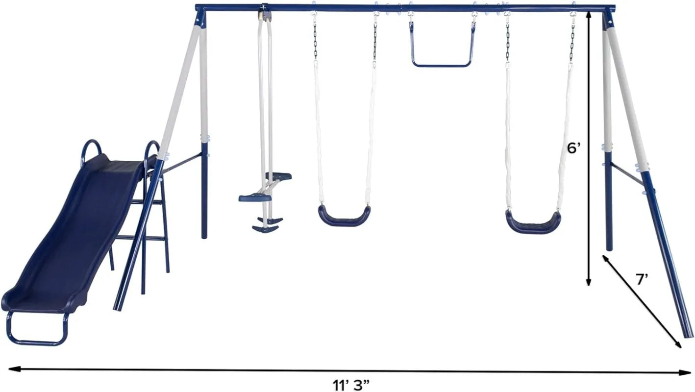 Heavy-Duty Outdoor Swing Set for Kids with Slide - Perfect Playset for Active Children