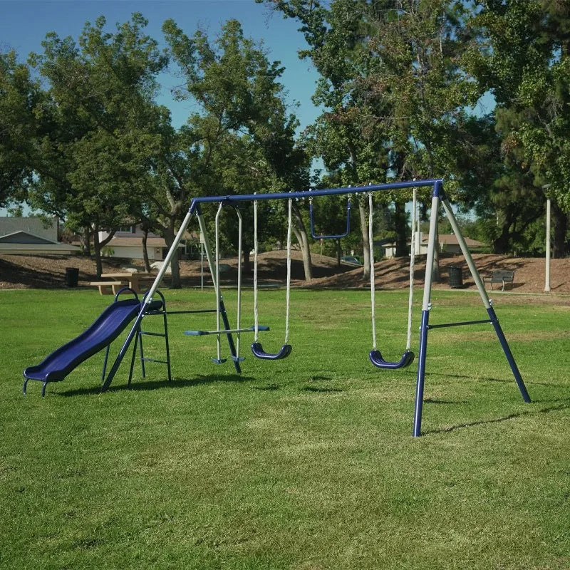 Heavy-Duty Outdoor Swing Set for Kids with Slide - Perfect Playset for Active Children