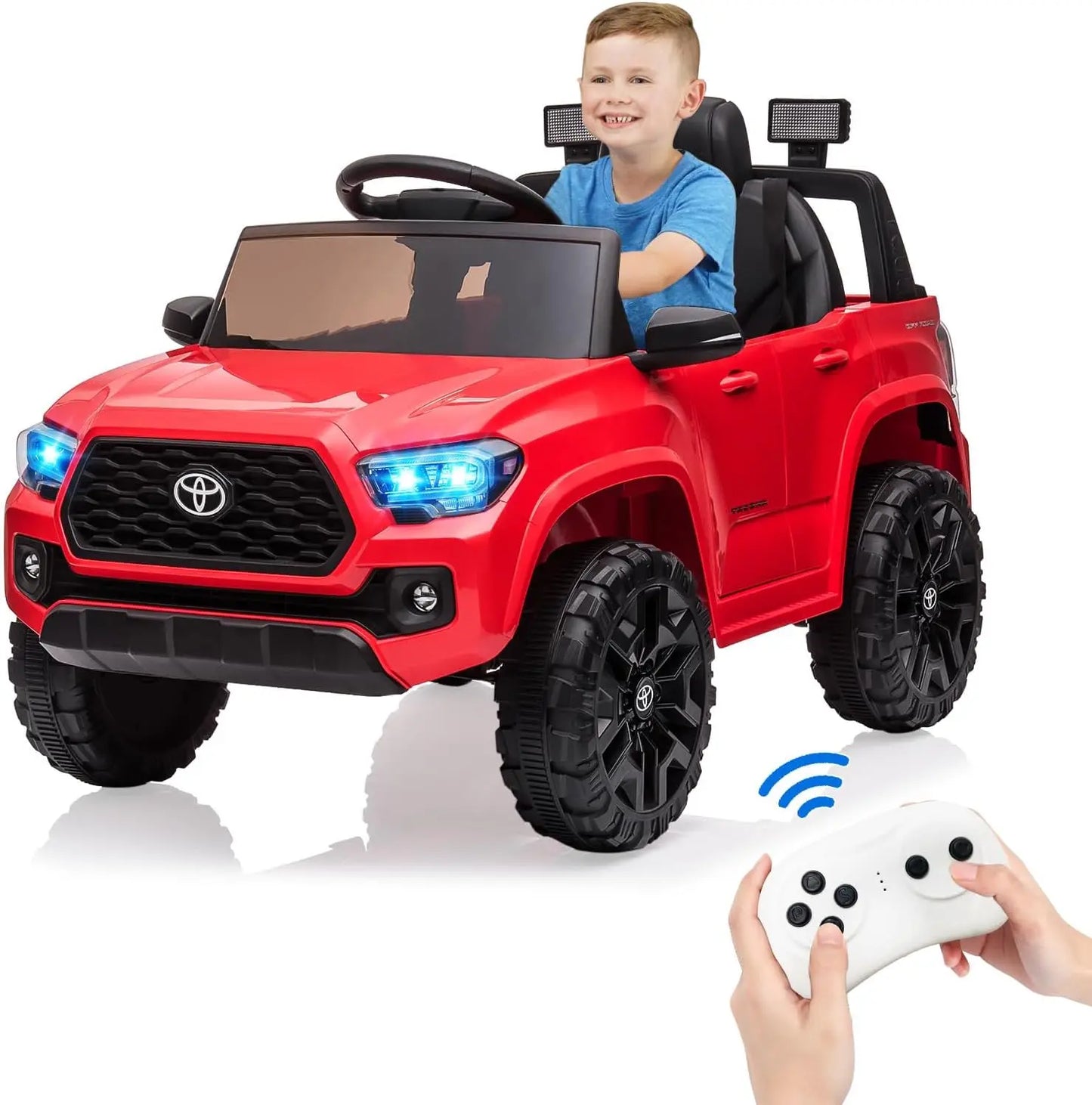 12V Kids Ride-On Truck Electric Vehicle with Remote Control, Safety Belt, LED Lights & 3 Speeds