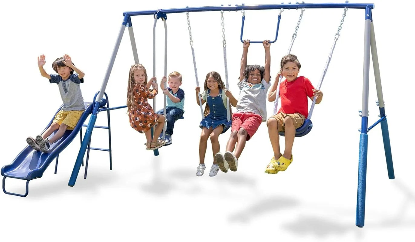 Heavy-Duty Outdoor Swing Set for Kids with Slide - Perfect Playset for Active Children