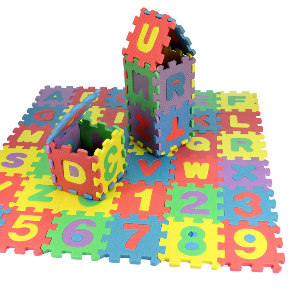 36pcs Number & Alphabet 3D Puzzle Soft Floor Mat for Baby Crawling – Safe, Educational Foam Carpet for New Parents, Perfect for Early Learning & Play