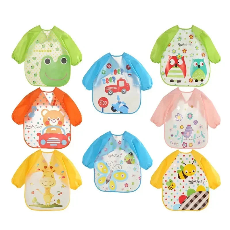 Waterproof Baby Bib with Sleeves – EVA Dirt-Proof Feeding Bib for 0-3 Years