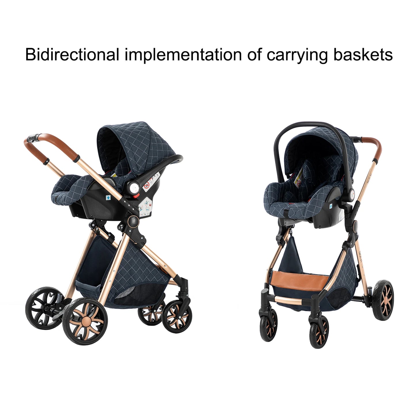 Luxury 3-in-1 Baby Stroller - High Landscape Portable Travel Pram & Pushchair for Newborns