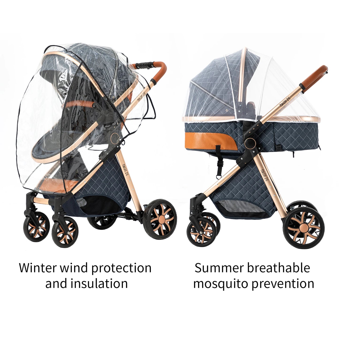 Luxury 3-in-1 Baby Stroller - High Landscape Portable Travel Pram & Pushchair for Newborns