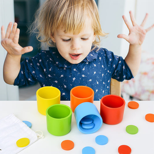 Color Sorting Cup Game for Toddlers - Fun Educational Wooden Toy for Preschool Learning