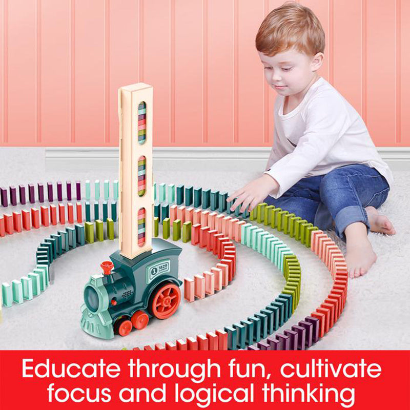 Automatic Domino Train Toy with Building Blocks – Fun & Educational Baby Puzzle Toy for Toddlers